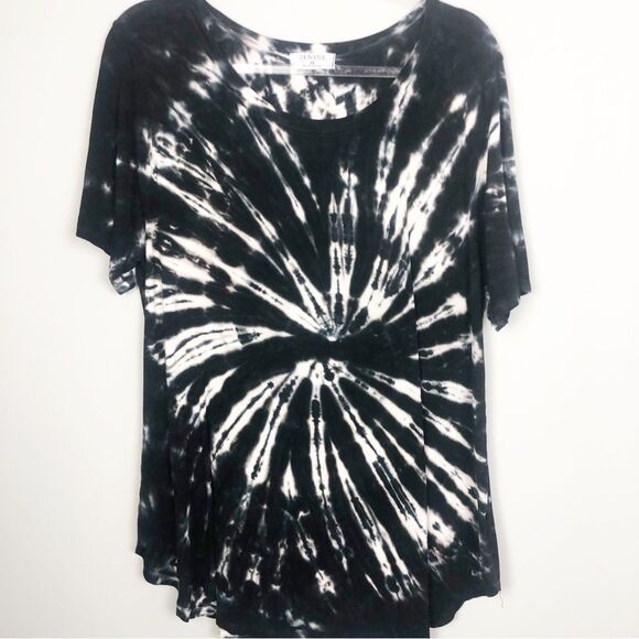 ZENANA | Black & White Short Sleeve Stretchy Crewneck Tee Women’s Plus Size 1X - Picture 2 of 9